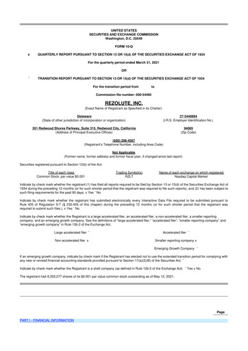 Thumbnail Rezolute 10-Q Quarterly Report FY2021 
