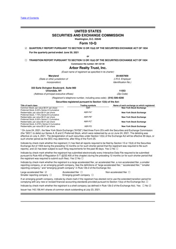 Vorschaubild Arbor Realty Trust
 10-Q Quartalsbericht 2021 