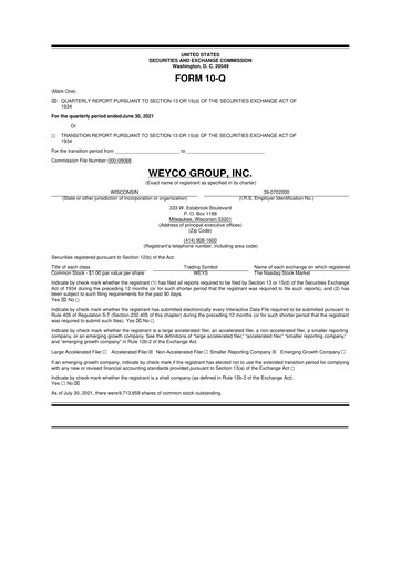 Thumbnail Weyco Group 10-Q Quarterly Report FY2021 