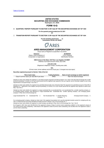 Vorschaubild Ares Management
 10-Q Quartalsbericht 2021 