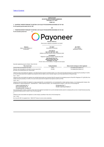 Miniature Payoneer 10-Q Rapport trimestriel  