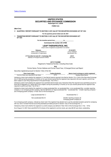 Thumbnail Leap Therapeutics
 10-Q Quarterly Report FY2021 