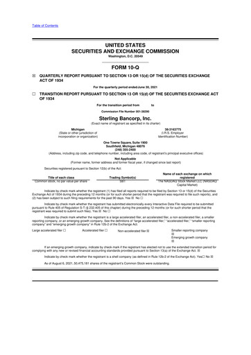 Thumbnail Sterling Bancorp 10-Q Quarterly Report FY2021 