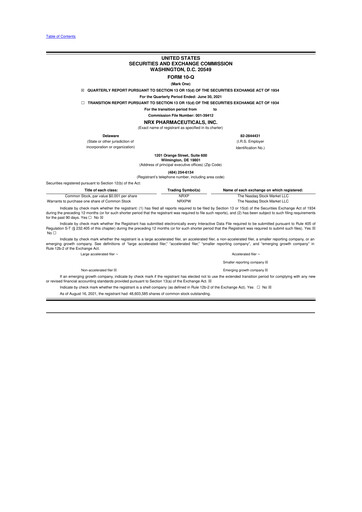 Thumbnail NRx Pharmaceuticals 10-Q Quarterly Report FY2021 