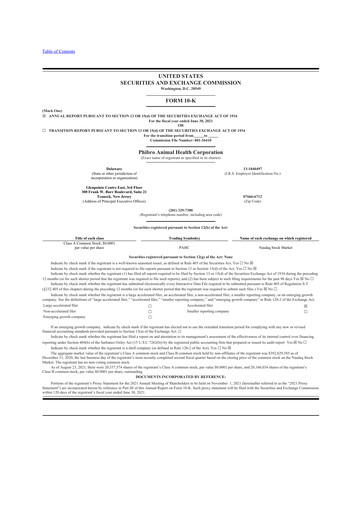 Thumbnail Phibro Animal Health
 10-K Annual Report 2021