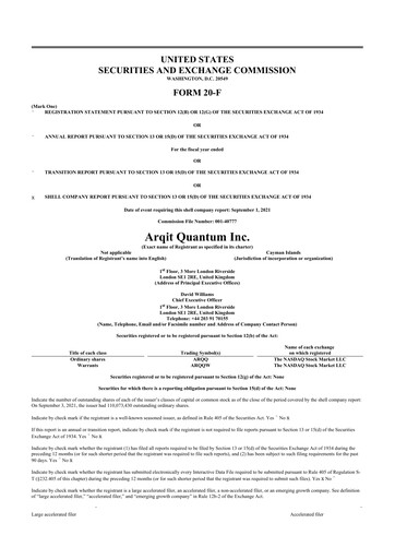 Vorschaubild Arqit Quantum 20-F Jahresbericht 