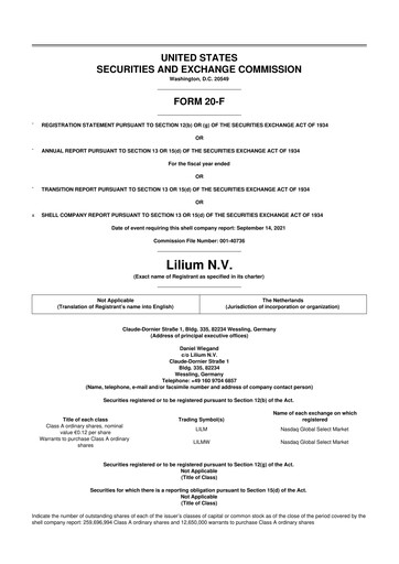 Thumbnail Lilium 20-F Annual Report 