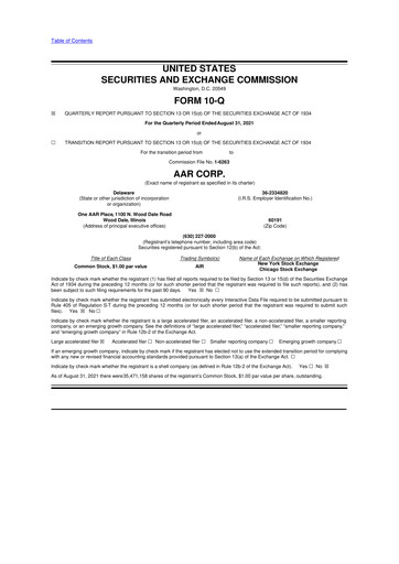 Thumbnail AAR 10-Q Quarterly Report FY2022 