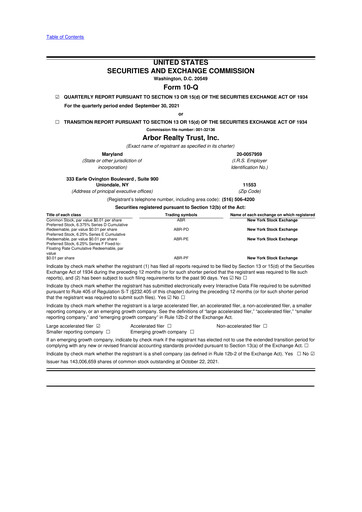 Vorschaubild Arbor Realty Trust
 10-Q Quartalsbericht 2021 