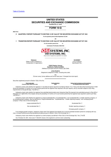Thumbnail OSI Systems
 10-Q Quarterly Report FY2021 