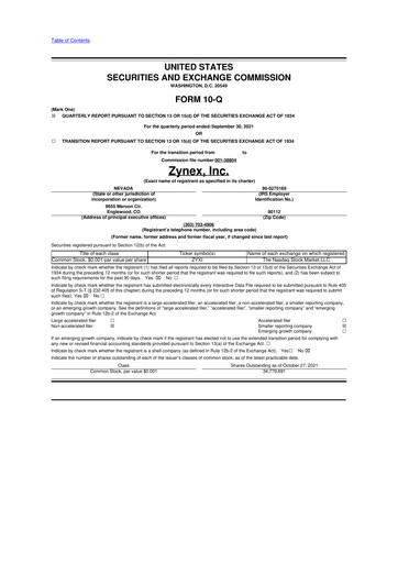 Thumbnail Zynex 10-Q Quarterly Report FY2021 