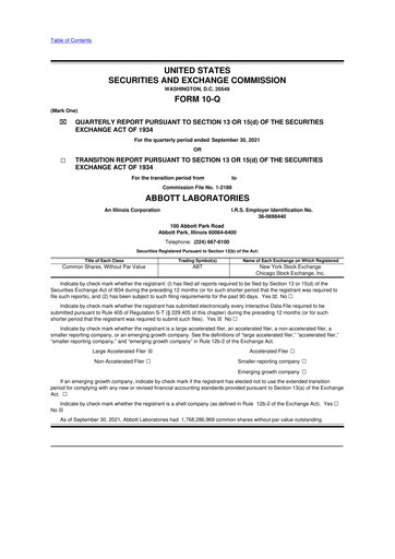 Thumbnail Abbott Laboratories 10-Q Quarterly Report FY2021 