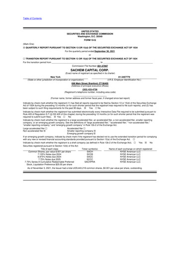 Thumbnail Sachem Capital
 10-Q Quarterly Report FY 