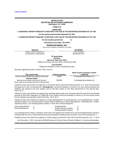 Thumbnail Reservoir Media 10-Q Quarterly Report FY2021 