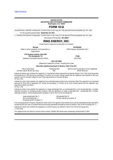 Vorschaubild Ring Energy
 10-Q Quartalsbericht 2021 