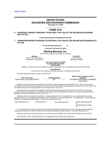 Thumbnail Sterling Bancorp 10-Q Quarterly Report FY2021 