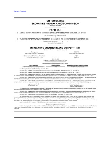 Thumbnail Innovative Solutions and Support 10-K Annual Report 2021