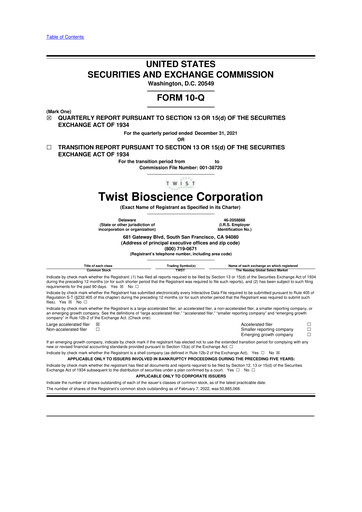 Thumbnail Twist Bioscience
 10-Q Quarterly Report FY2022 