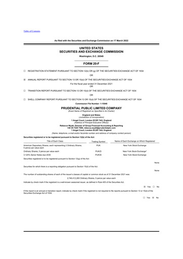 Thumbnail Prudential 20-F Annual Report 2021