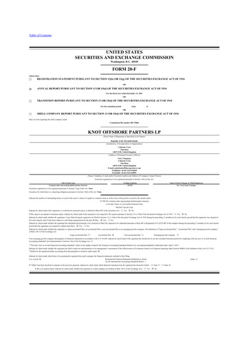 Thumbnail KNOT Offshore Partners 20-F Annual Report 2021