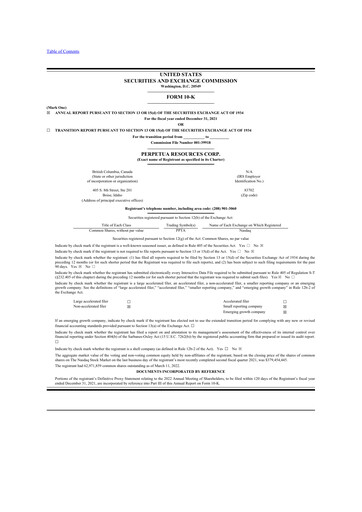 Thumbnail Perpetua Resources 10-K Annual Report 2021