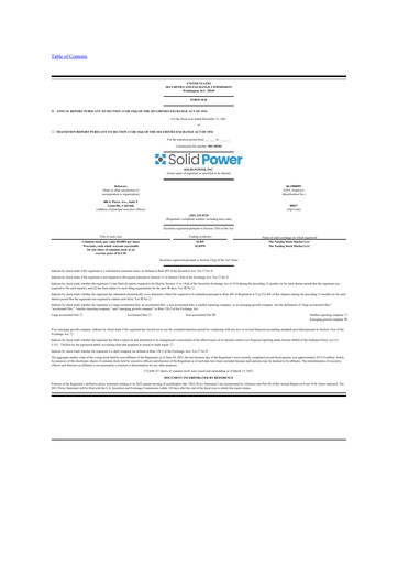 Miniature Solid Power 10-K Rapport annuel 2021