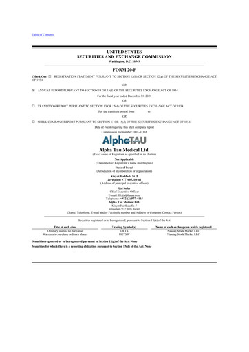Miniature Alpha Tau Medical 20-F Rapport annuel 2021