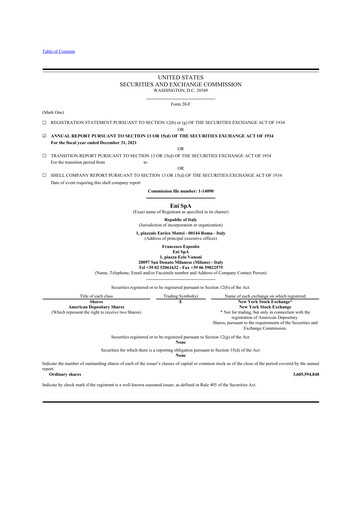 Vorschaubild ENI 20-F Jahresbericht 2021