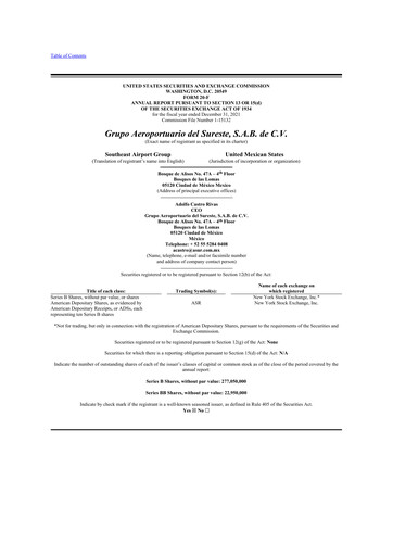 Miniature Grupo Aeroportuario del Sureste
(ASUR) 20-F Rapport annuel 2021