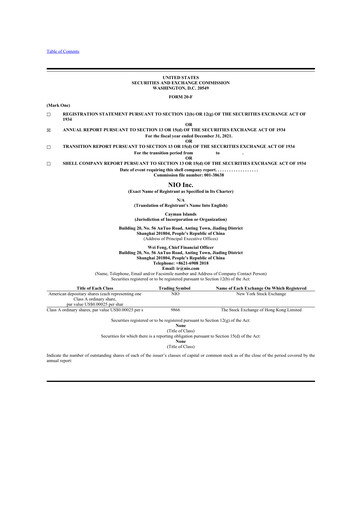 Miniature NIO 20-F Rapport annuel 2021