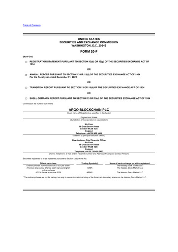Vorschaubild Argo Blockchain 20-F Jahresbericht 2021