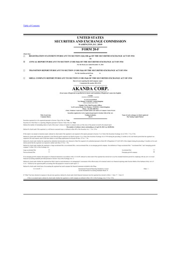 Thumbnail Akanda 20-F Annual Report 2021