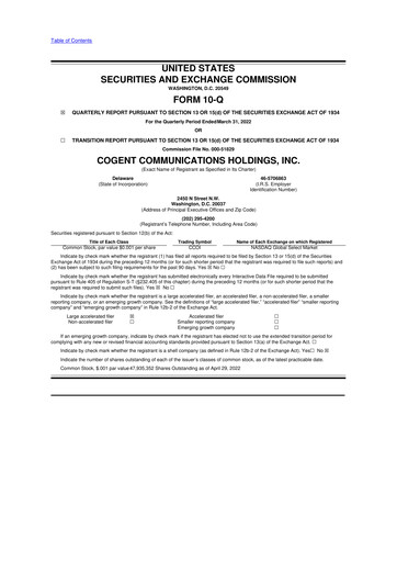 Thumbnail Cogent Communications
 10-Q Quarterly Report FY2022 