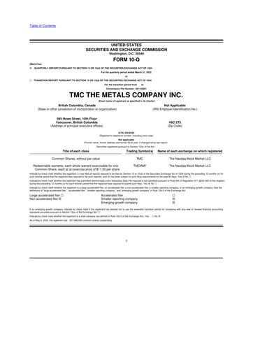 Vorschaubild The Metals Company 10-Q Quartalsbericht 2022 