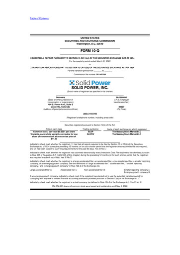 Miniature Solid Power 10-Q Rapport trimestriel  
