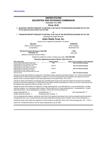 Vorschaubild Arbor Realty Trust
 10-Q Quartalsbericht 2022 