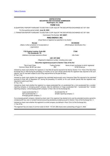 Vorschaubild Ring Energy
 10-Q Quartalsbericht 2022 