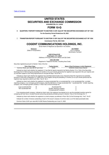 Thumbnail Cogent Communications
 10-Q Quarterly Report FY2022 