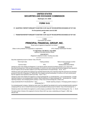 Thumbnail Principal Financial Group 10-Q Quarterly Report FY2022 