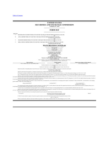 Thumbnail Manchester United
 20-F Annual Report 2022