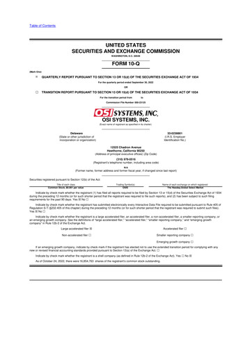 Thumbnail OSI Systems
 10-Q Quarterly Report FY2023 