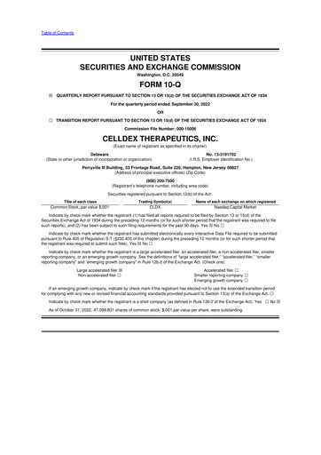 Thumbnail Celldex Therapeutics 10-Q Quarterly Report FY2022 