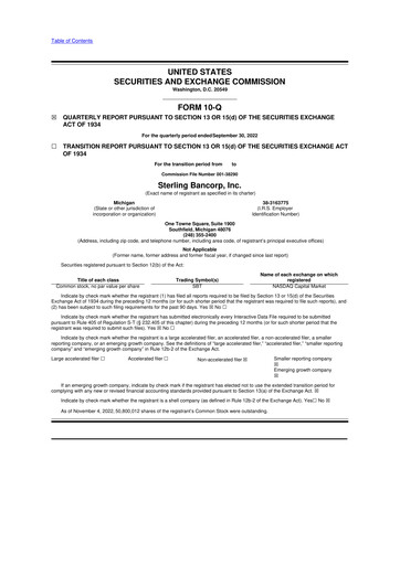 Thumbnail Sterling Bancorp 10-Q Quarterly Report FY2022 