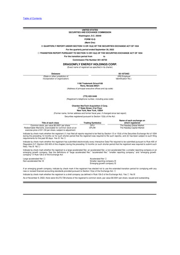Miniature Dragonfly Energy 10-Q Rapport trimestriel 2022 