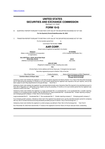 Thumbnail AAR 10-Q Quarterly Report FY2023 