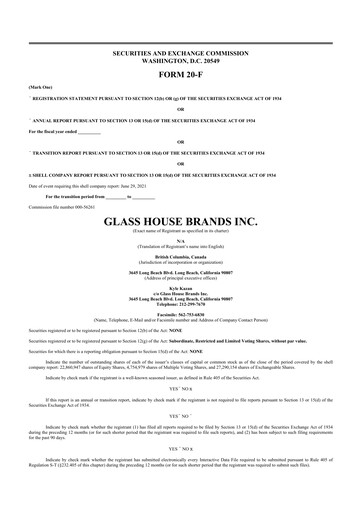 Thumbnail Glass House Brands 20-F Annual Report 