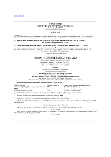 Thumbnail Fresenius Medical Care 20-F Annual Report 2022