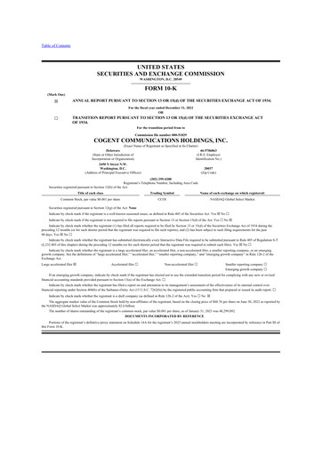 Thumbnail Cogent Communications
 10-K Annual Report 2022