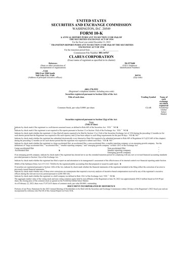 Vorschaubild Clarus
 10-K Jahresbericht 2022