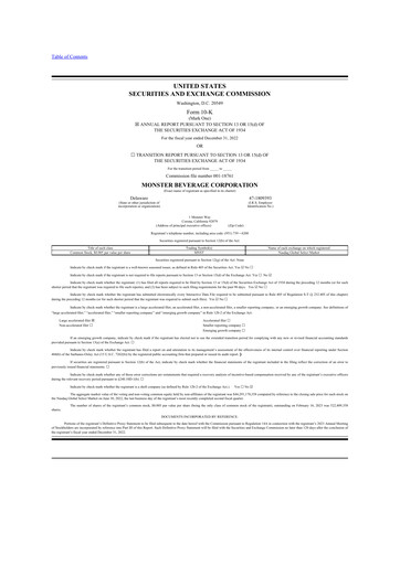 Thumbnail Monster Beverage 10-K Annual Report 2022